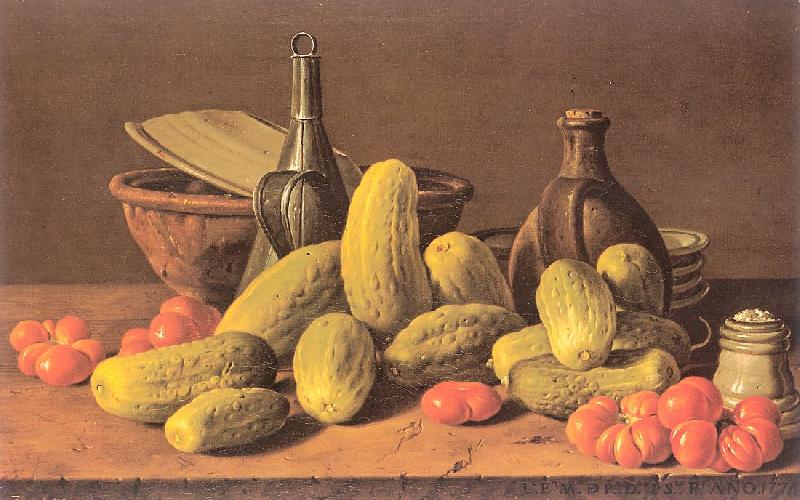 Melendez, Luis Eugenio Still Life with Cucumbers and Tomatoes